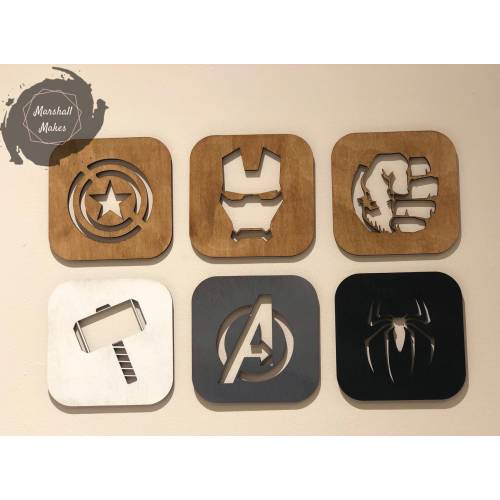 Marvel Avengers Wood Wall Art – Set of 6 Superhero Nursery Decor, Captain America, Iron Man, Thor & More