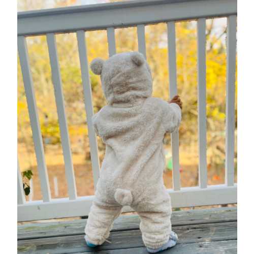 Comfy Bear Shaped Polar Fleece Hooded Romper For Newborn And Toddlers