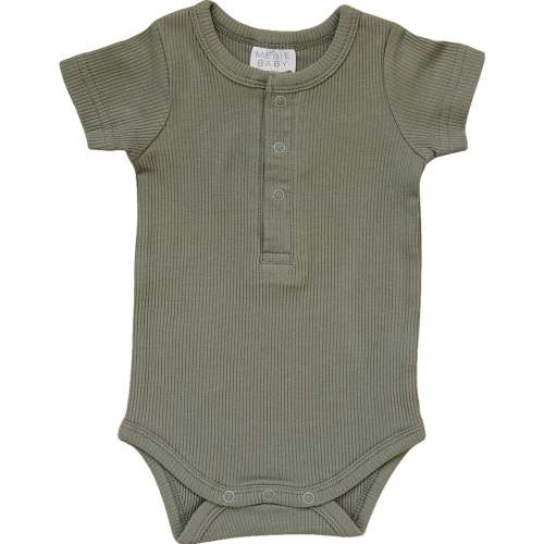 12-18 M Green Organic Cotton Ribbed Snap Bodysuit