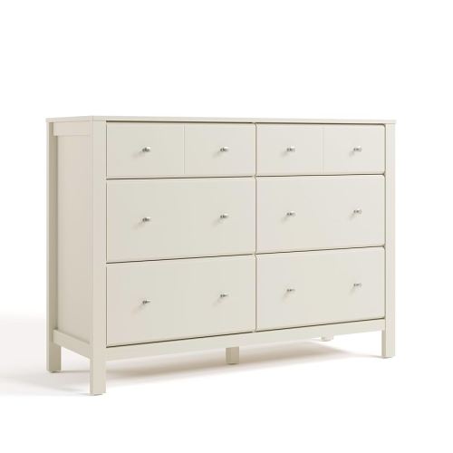 Storkcraft Horizon 6 Drawer Dresser (Frosted Oat) – GREENGUARD Gold Certified Dresser for Nursery & Kids’ Room, Modern Storage with Interlocking Drawer System