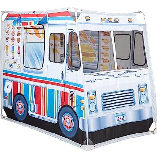 Melissa & Doug Fabric Double-Sided Food Truck Play Tent - Ice Cream and BBQ Role Play Toy Food Truck Tent, for Kids Ages 3+