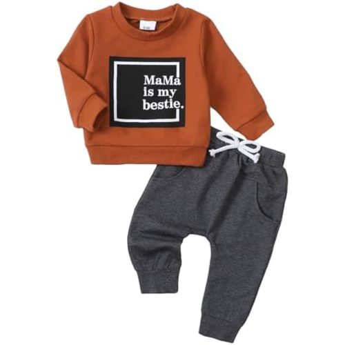Yvowming Baby Boy Clothes Fall Clothes Truck Print Long Sleeve Pullover Tops + Pant Sets Toddler Winter Outfits