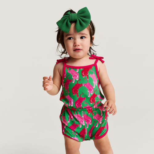 Le Tigre Green Snap Varsity Short Romper