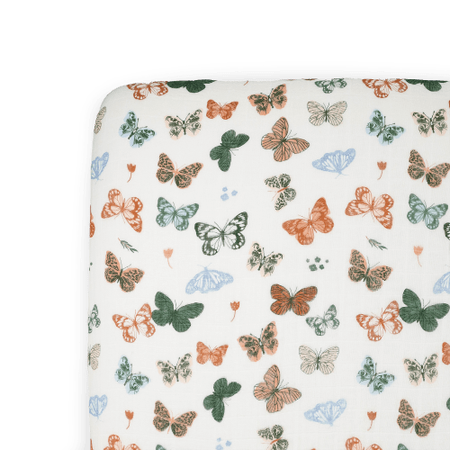 Cotton Muslin Crib Sheet - Butterflies – Little Unicorn USA