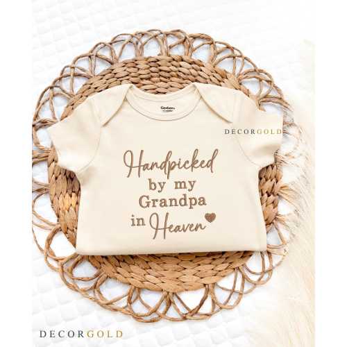 Embroidered Handpicked by My Grandpa In Heaven Onesie® Baby Pregnancy Announcement, Grandpa Onesie® Heaven, Baby Shower Gift,