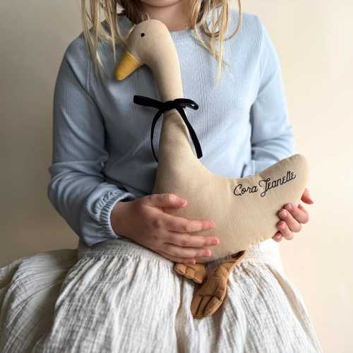 Goose Plush Toy Baby Name Reveal Photo Prop First Birthday Goose Girl Bday Gift Idea for Baby Shower Goose Theme Nursery For Boy Plush Doll