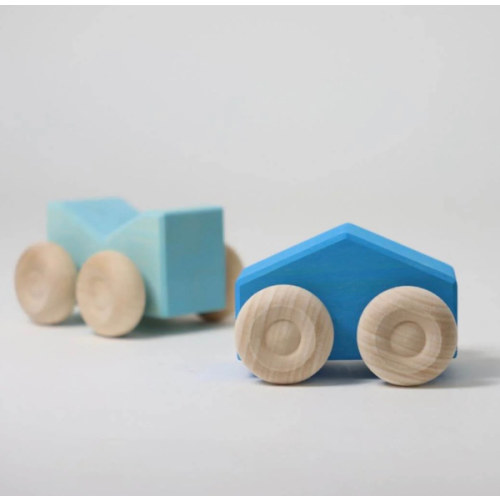 Blue Wooden Stacking Cars