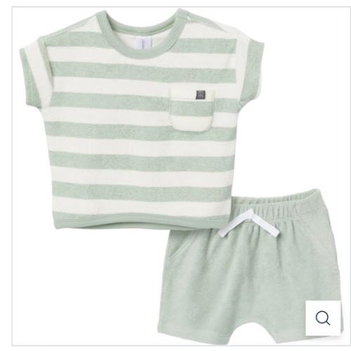 2-Piece Baby Boys Green Stripe Shirt and Shorts Set – Gerber Childrenswear