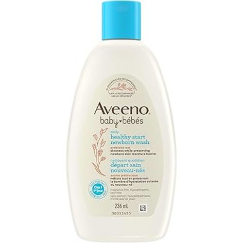 Aveeno Baby Daily Healthy Start Newborn Wash, Oat, Paraben-Free, Body Wash, Cleanser, Delicate Skin, Fragrance Free, 236-mL