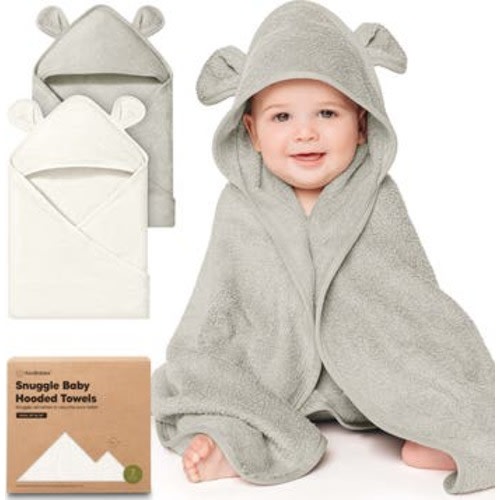 2-Pack Snuggle Hooded Towels, Small
