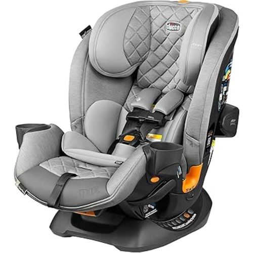 Chicco OneFit Max ClearTex All-in-One Car Seat with LeverLock Installation, Slim Design, Convertible Car Seat, Seat for Infants and Children 5-100 lbs | Ash/Grey
