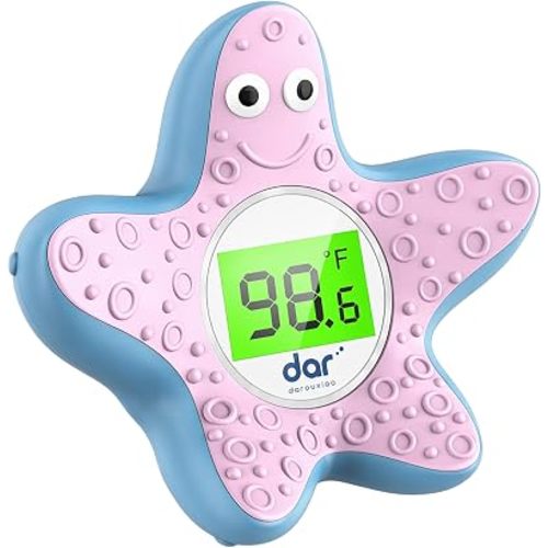 Baby Bath Thermometer for Tub,Floating Digital Water Temperature Thermometer with Instant Accurate Reading,3-Color Safety Light,Auto On/Off for Newborn,Infant & Toddler（Starfish）