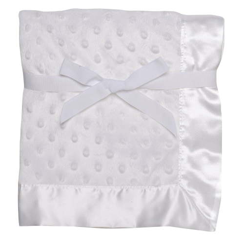 Baby Starters White Textured Embossed Dot 2-Ply Baby Blanket with Satin Trim