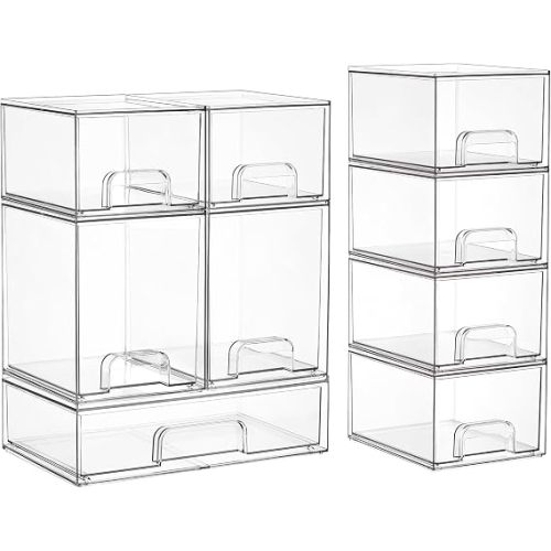 Vtopmart 4 Pack Baby Bottle Organizer Set, Stackable Storage Drawers Ideal for Kichen Countertop, Vanity, Bathroom, Cabinet, Pantry Organization