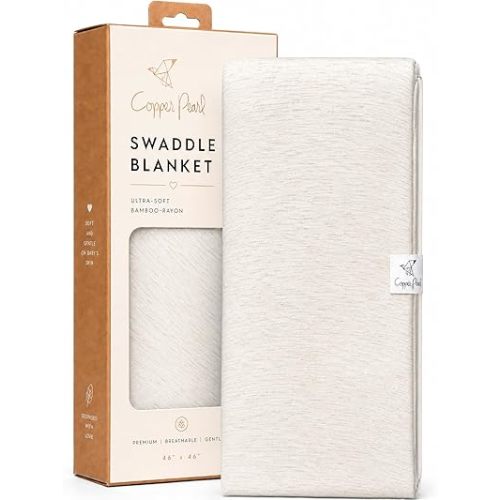 Copper Pearl Swaddle Blankets for Newborns | Soft Stretchy Receiving Blankets for Boys and Girls | Large 46 x 46 Inch Baby Blankets | Lightweight and Breathable Swaddles | Oat