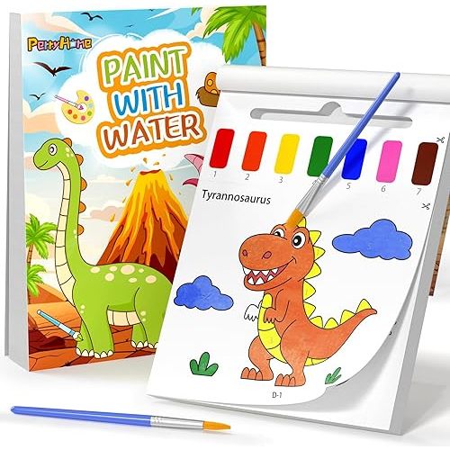 PERRYHOME Paint with Water Coloring Books for Kids (Dinosaur)