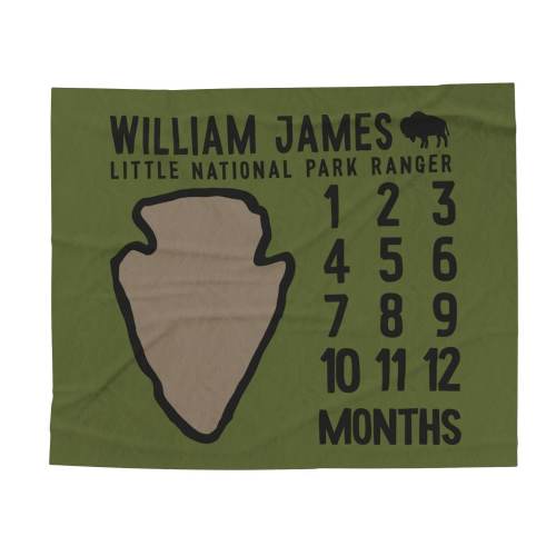National Parks Milestone Blanket | Custom Little National Park Ranger Jersey Swaddle | Personalized Name Baby Shower Gift | Baby Nursery