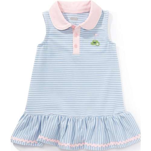 Mud Pie Baby Girls Stripe Embroidered Sleeveless Flounce Ric-Rac Trim Pullover Dress