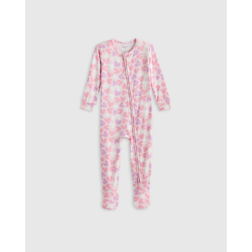 Bamboo Footie Pajama - Baby in Lavender Hearts