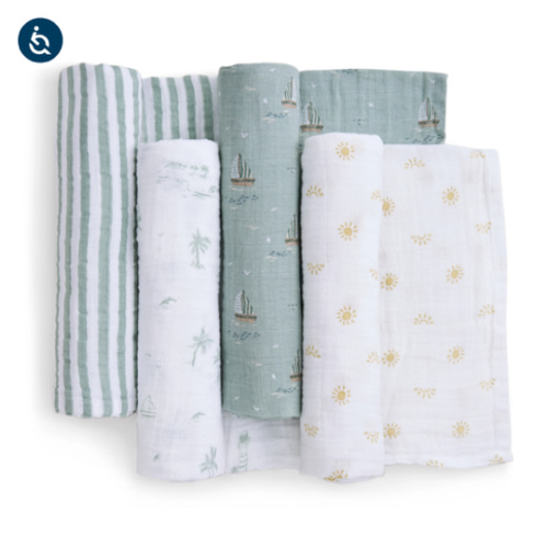 aden + anais Organic Cotton Muslin Swaddles in Sailing Seas 4 Pack