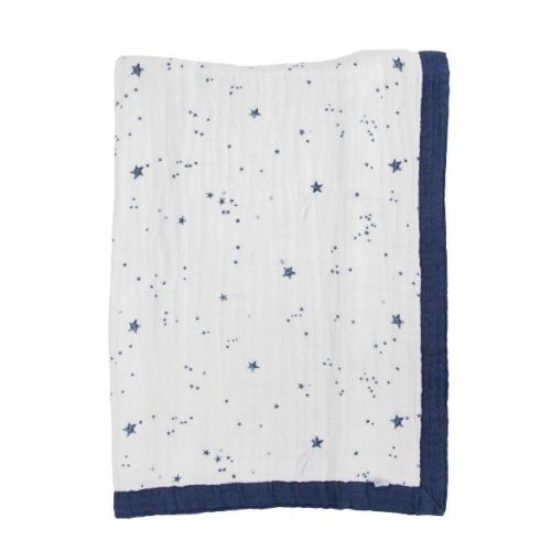 Little Unicorn Cotton Muslin Baby Receiving Quilt - Shooting Stars: 40" x 30", Outer Space Theme, Shapes Pattern