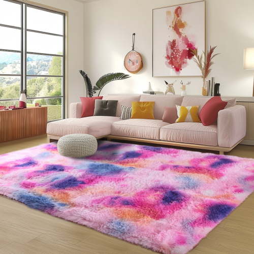 Socofuz 5x7ft Fluffy Rug for Living Room, Soft Indoor Non-Slip Carpet for Girl Princess Children's Room Decoration