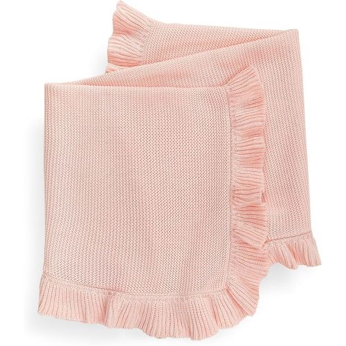 Knit Baby Blanket - 30"x40" Newborn Swaddle Blanket - Soft Knitted Baby Gifts for Baby Shower (Pink)