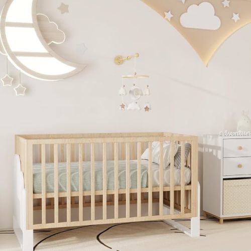 Baby Mobile Arm Wall Mount, Beech Wood Mobile Holder for Crib, No-Drill Adhesive or Screws, Minimalist Nursery Decor