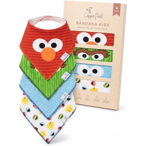 Copper Pearl Baby Bibs 4 Pack & 6 Pack, Bandana Drool Bibs for Baby Girl & Boy, Soft Cotton Bibs for Drooling and Teething