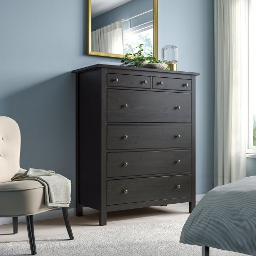 HEMNES 6-drawer dresser - black-brown 42 1/2x51 5/8 "