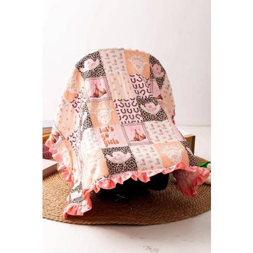 Baby Girls Western Rodeo Boots Highland Cows Cheetah Pink Cowgirl Minky Baby Blanket