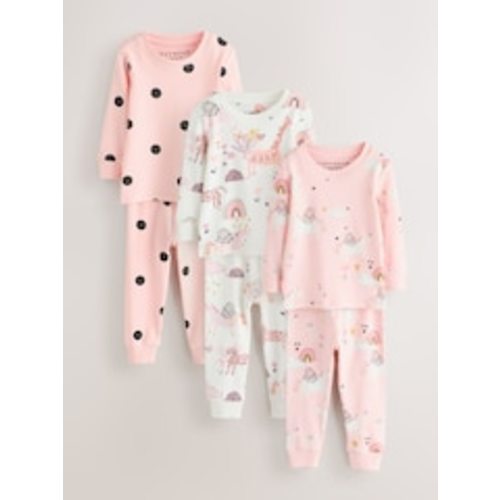 Buy Ecru/Pink Unicorn Snuggle Pyjamas 3 Pack (9mths-10yrs) from Next USA