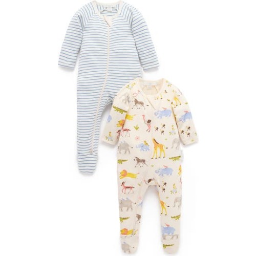 2 Pack Basics Printed Zip Footie Unisex, 0-3M