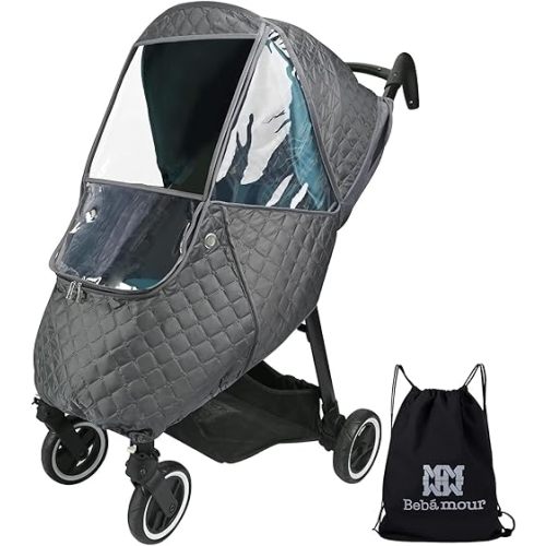 Bebamour Stroller Rain Cover,Universal Stroller Accessory,Waterproof,Windproof Protection,Protect from Dust Snow,Baby Travel Weather Shield (Dark Grey)