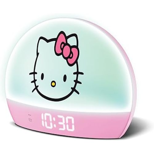Hello Kitty Sunrise Alarm Clock - Multicolor Lights, USB Charging, LED Display, and Snooze Function