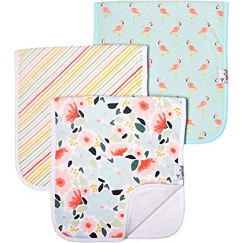 Copper Pearl Premium Baby Burp Cloths - 3-Pack Large Cotton Burp Cloths, Extra Soft Spit Up Rags with 3 Absorbent Layers, Perfect for Baby Girl Gifts (21" x 10" Size, Leilani Set)