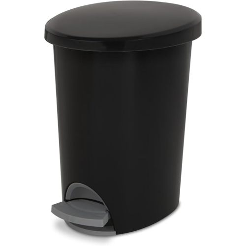 2.6 Gallon Small Plastic Bathroom Trash Can with Step Lid, Black