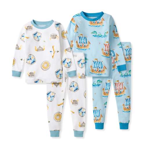 Nordic Hero & Viking Ships Organic Cotton Two-Piece Pajamas 2 Pack – Burt's Bees Baby