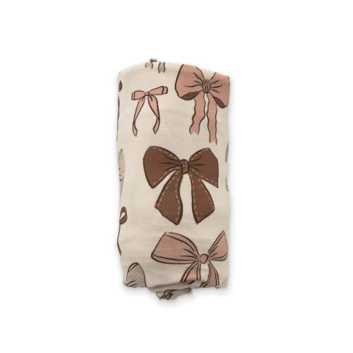 Bows Bamboo Stretchy Swaddle – Soft & Breathable Newborn Baby Blanket by Ellie Sue