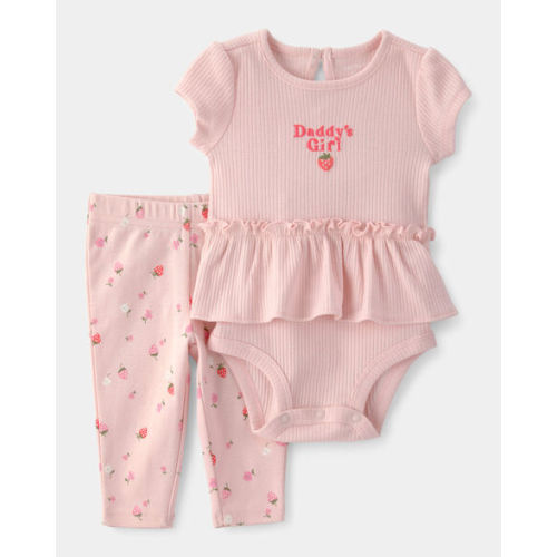 Baby Girl 'Daddy's Girl' Strawberry Short Sleeve Bodysuit & Pant Set - Pink | Carter's