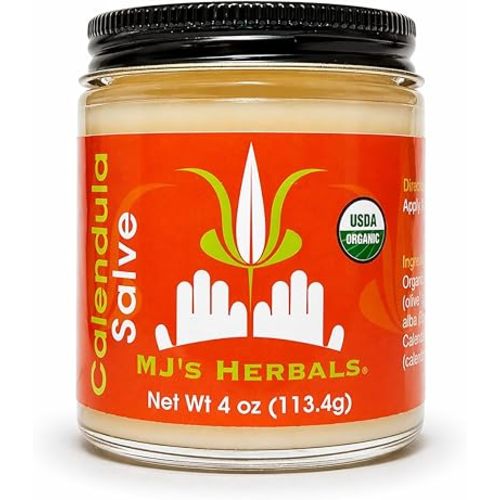 MJ's Herbals Ungüento para el cuidado de la piel a base de hierbas y bálsamo hidratante orgánico para uso diario de la piel, nutrición versátil de la piel y cuidado diario - Caléndula Salve 4 oz
