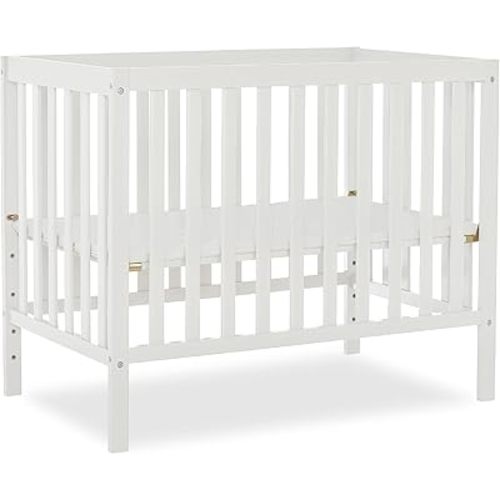 Dream On Me Edgewood 4-in-1 Convertible Mini Baby Crib in White GreenGuard Gold & JPMA, Non-Toxic, Compact 40×25×33″ Design, Converts to Mini Daybed & Twin Bed (Rails to Buy) 1″ Mattress Pad
