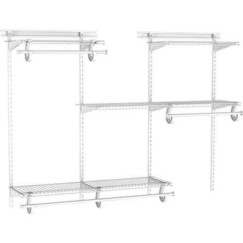 ClosetMaid ShelfTrack Wire Closet Organizer System, Adjustable from 4 to 6 Ft., With Shelves, Clothes Rods, Hardware, Durable Steel, White