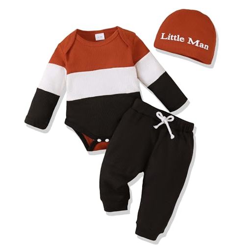 Renotemy Baby Boy Clothes Winter Newborn Essentials Romper Outfits 0-18M | Newborn Infant Boy Outfits,Fall Winter Baby Long Sleeve Romper Coming Home Outfit,Toddler Baby Boys New to The Crew Outfits