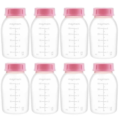 Maymom Breast Pump Bottle Compatible with Medela Pump in Style MaxFlow, Freestyle, Swing Maxi Pump, Maymom Breastshields; Compatible with Ameda Mya Joy, Finesse and Purely Yours Pumps; 8pc/pk HSA/FSA Eligible