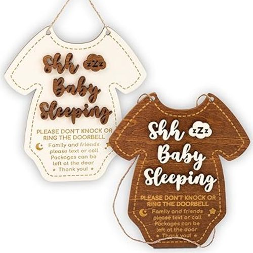 Shhh Baby Sleeping Sign for Front Door - Please Do Not Knock Or Ring Doorbell Sign, Baby Sleeping Door Signs, No Soliciting Do Not Knock Signs