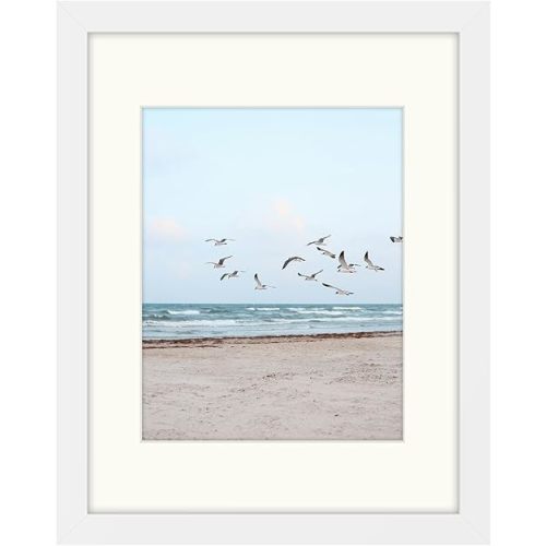 Frametory, 11x14 Frames Display 8x10 Picture with Mat or 11x14 Photo Without Mat, Shatter-Resistant Glass, Pre-Installed Wall Mounting Hardware - White