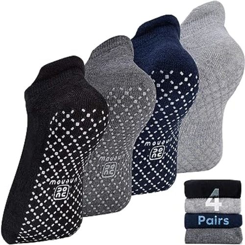 unenow Unisex Non Slip Grip Socks with Cushion for Yoga Pilates Barre Home & Hospital