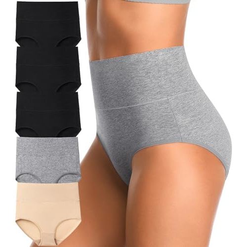 High Waisted Postpartum Underwear Slight Tummy Control Underwear Soft Full Coverage Cotton Panties Multipack