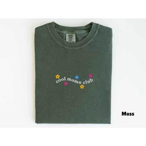 Embroidered Comfort Colors Cool Moms Club Shirt, Mothers Day Gift, Pregnancy Announcement New Mom Shirt, Gift for New Mama